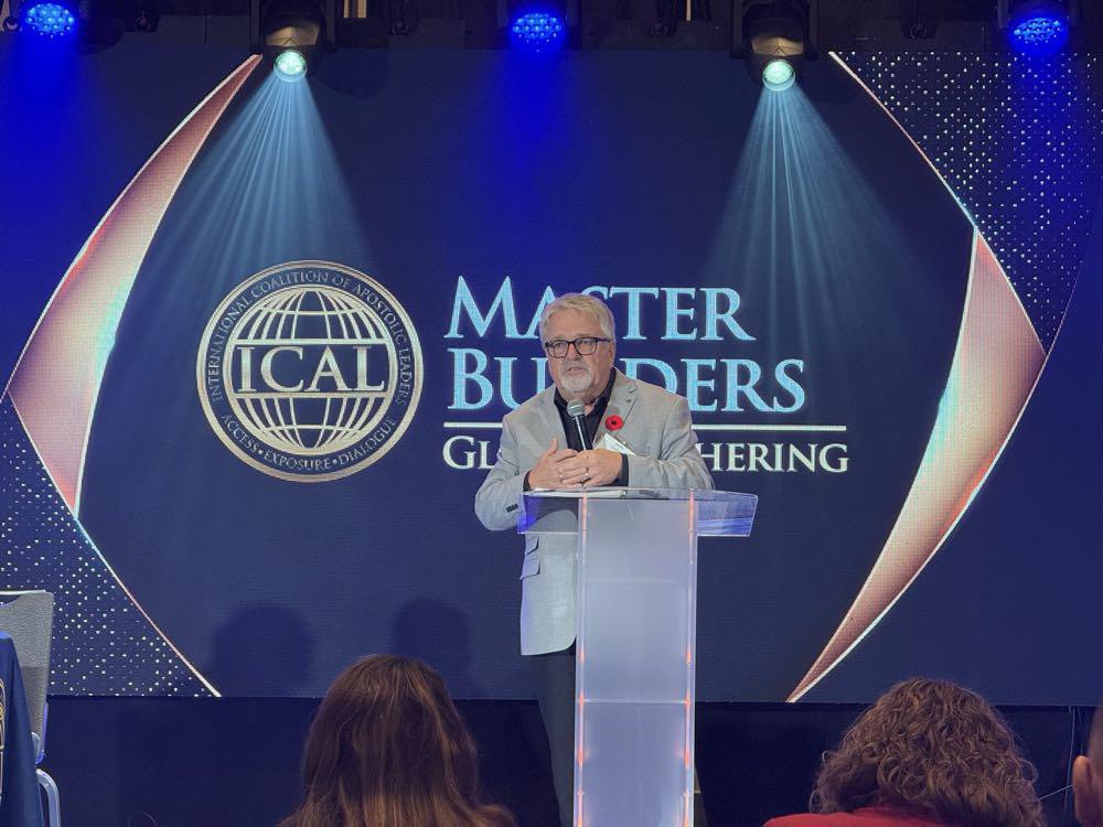 Pastor Gary Carter speaking at ICAL Master Builders Global Gathering